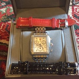 Michele diamond deco watch